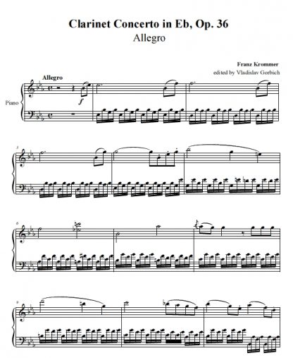 Krommer Clarinet Concerto Piano